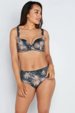 Damask UW Contour Bra (Slate Floral) Available In Sizes 12 And A-B Cups. -Fashion Underwear Shop 210 7668.DSFO555 BF 002
