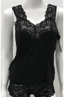 Essence Singlet Camisole With Cutaway Lace (Black Or White)
