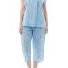 Katy Short Sleeve Cotton Capri PJ"s(Blue Floral) -Fashion Underwear Shop 6BV95K FRONT HR