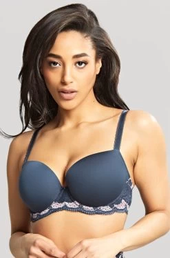 Panache Clara UW Moulded Sweetheart Bra (Navy & Pearl)