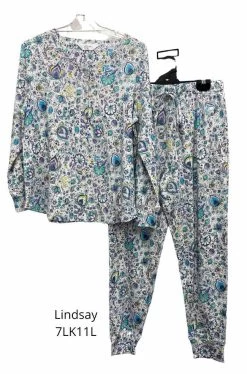 Lindsay Cotton PJ Set (Green)