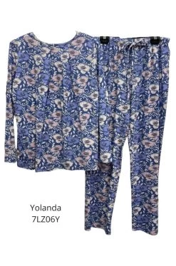 Yolanda Modal/Cotton Long PJ Set (Blueberry)