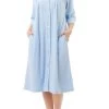 Fionne Button Dressing Gown (Sky) -Fashion Underwear Shop 8TY97 FRONT