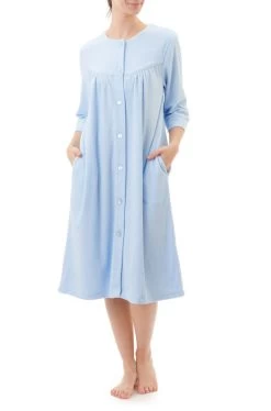 Fionne Button Dressing Gown (Sky)