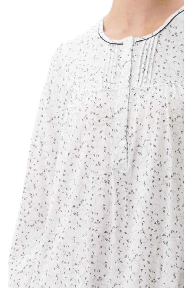 Renata Cotton Long Nightie (Grey Floral) 5 Renata Cotton Long Nightie (Grey Floral) - Image 3