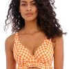 FREYA Check In Zest Apex Bikini Top (Orange & White)