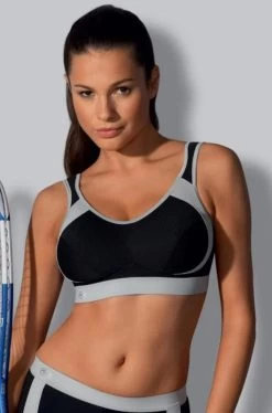 ANITA Active Wirefree Sports Bra (Black Grey)