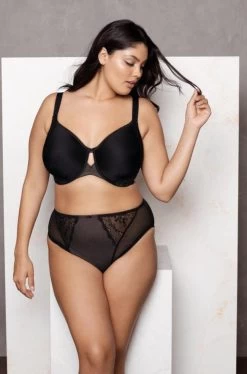 ELOMI Charley Full Brief (Black) -Fashion Underwear Shop EL4386 BLK cons Elomi Lingerie Charley Black High Leg Brief