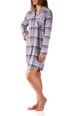 Isabella Flannelette Cotton Nightshirt (Check)