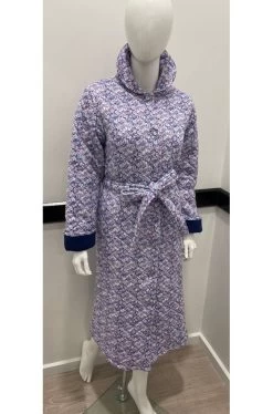 Kara Quilted Button Dressing Gown (Royal)