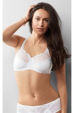 Amoena Karolina Wirefree Lightly Padded Bra (White & Nude)
