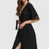 Lace Trim Robe (Black)
