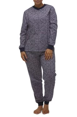 Bev Interlock Cotton Ski PJ Set (Navy Floral)