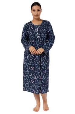 Meadow Cotton Pleated Nightie (Navy)