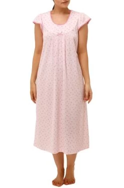 Cap Sleeve Cotton Nightie (Pink)