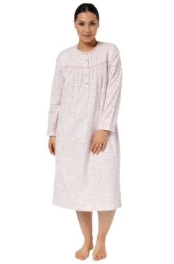 Apple Blossom Fannelette Cotton Nightie (Pink)
