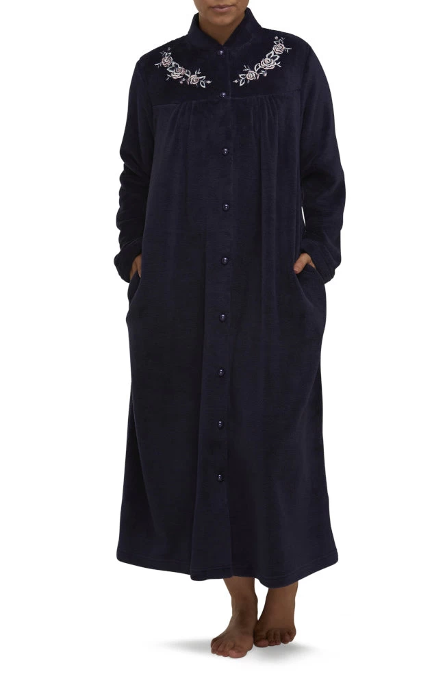 Saskia Button Dressing Gown (Navy) 3 Saskia Button Dressing Gown (Navy)