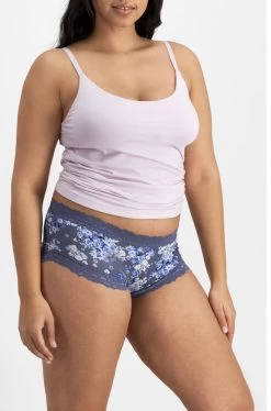 Jockey JW Parisienne Boyleg Brief (Dusty Blue Floral)