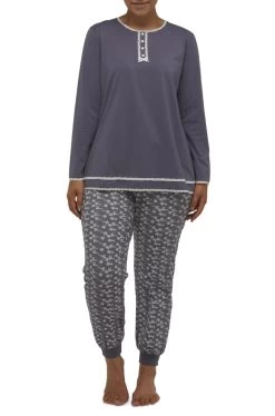 Sally Cotton PJ Set (Gun Metal) -Fashion Underwear Shop Y202 GUNMETAL 01