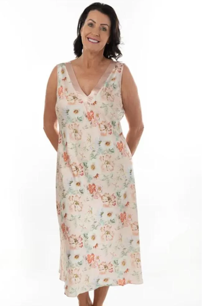 Arianne Long Satin Nightie (Light Peach) 3 Arianne Long Satin Nightie (Light Peach)