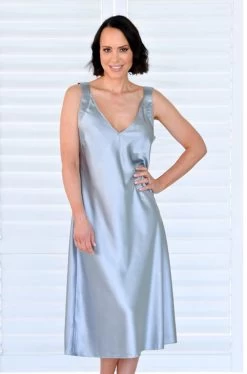 Ava Satin Nightie (Silver)