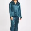 Beautiful Silk Piped PJ Set (Deep Forest)