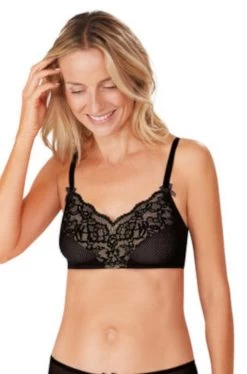 Amoena Kyra Wirefree Bra (Black & Nude)