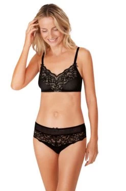 Amoena Kyra Wirefree Bra (Black & Nude) -Fashion Underwear Shop kyrasetfr