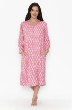 Peonies Stretch Cotton Nightie (Pink)